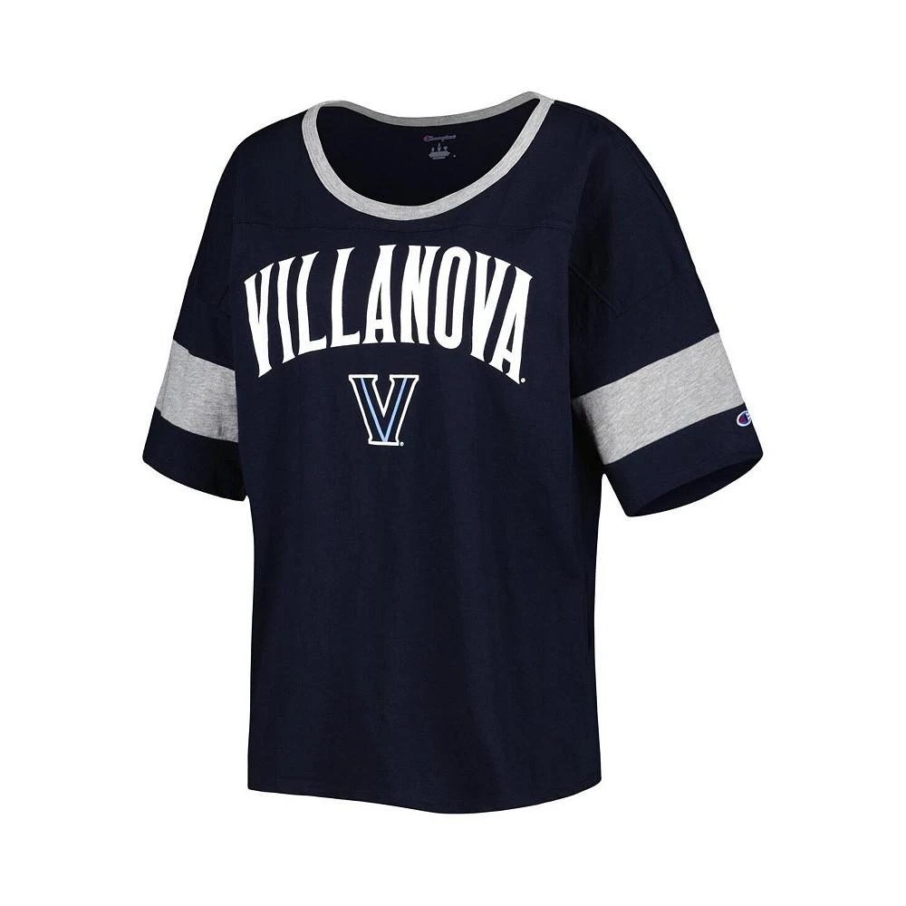 商品CHAMPION|Women's Navy Villanova Wildcats Jumbo Arch Striped Half-Sleeve T-shirt,价格¥240,第3张图片详细描述