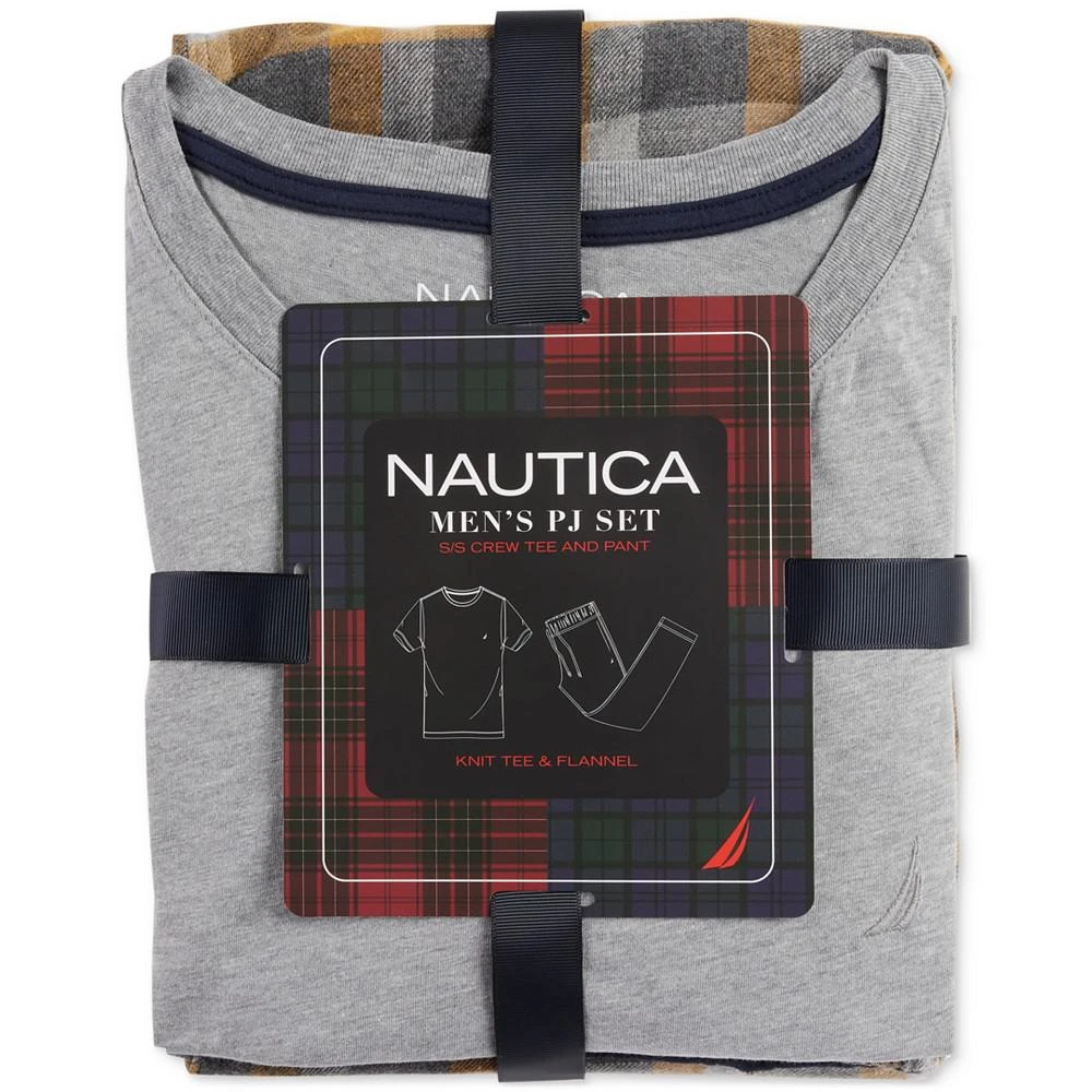 商品Nautica|Men's 2-Pc. Classic-Fit Solid T-Shirt & Plaid Flannel Pajama Pants Set,价格¥359,第1张图片