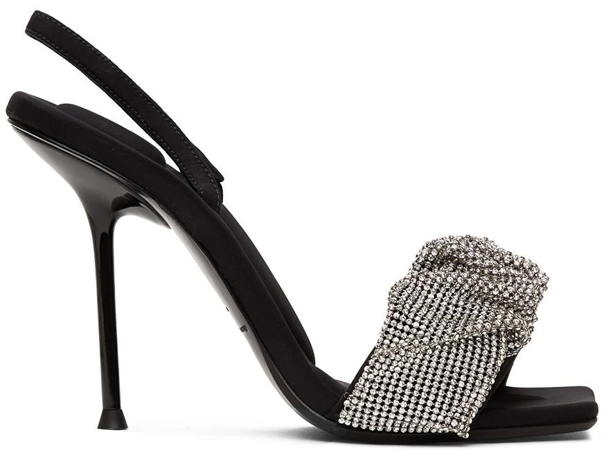 商品Alexander Wang|Black Crystal Scrunchie Julie Heeled Sandals,价格¥6732,第1张图片