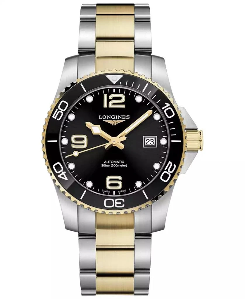 商品Longines|Men's Swiss Automatic HydroConquest Two-Tone Stainless Steel Bracelet Watch 41mm,价格¥15239,第1张图片