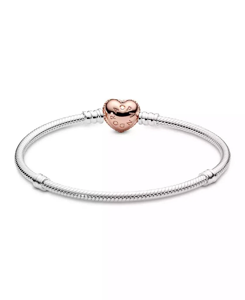 商品PANDORA|Moments Cubic Zirconia Pave Heart Clasp Snake Chain Bracelet,价格¥665,第2张图片详细描述