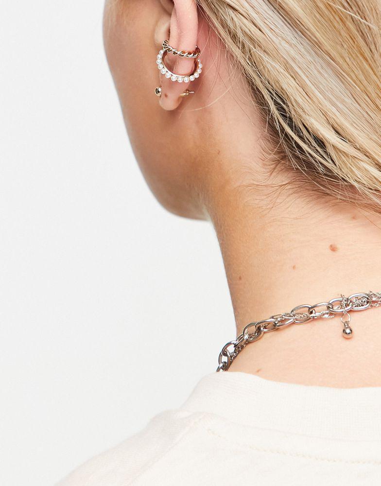 商品Topshop|Topshop pack of 3 faux pearl ear cuffs in gold,价格¥60,第6张图片详细描述