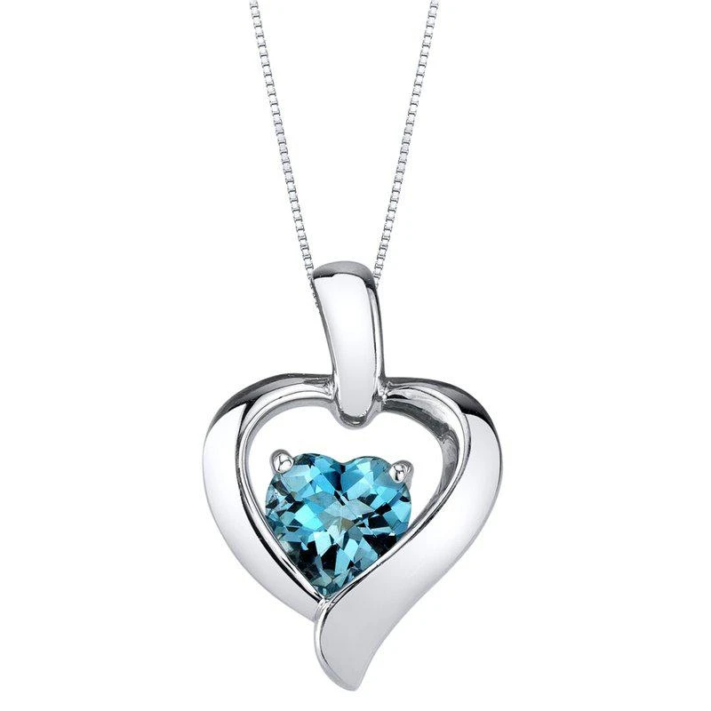 商品Peora|London Blue Topaz Sterling Silver Heart in Heart Pendant Necklace,价格¥378,第1张图片