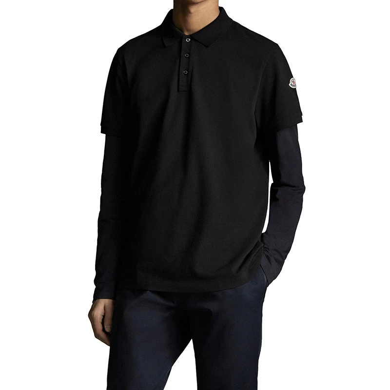 商品Moncler|【预售3-7天】Moncler/蒙克莱 男士黑色纯棉徽标贴片短袖polo衫H20918A7051084556999,价格¥1992,第5张图片详细描述