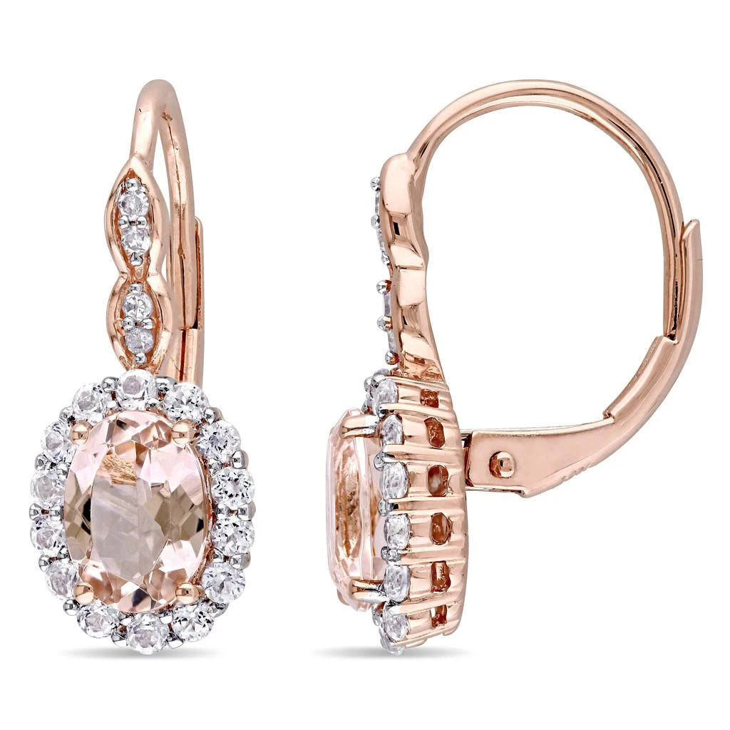 商品Julianna B|Morganite, White Topaz and Diamond Accent Oval Vintage Halo Earrings,价格¥5226,第1张图片