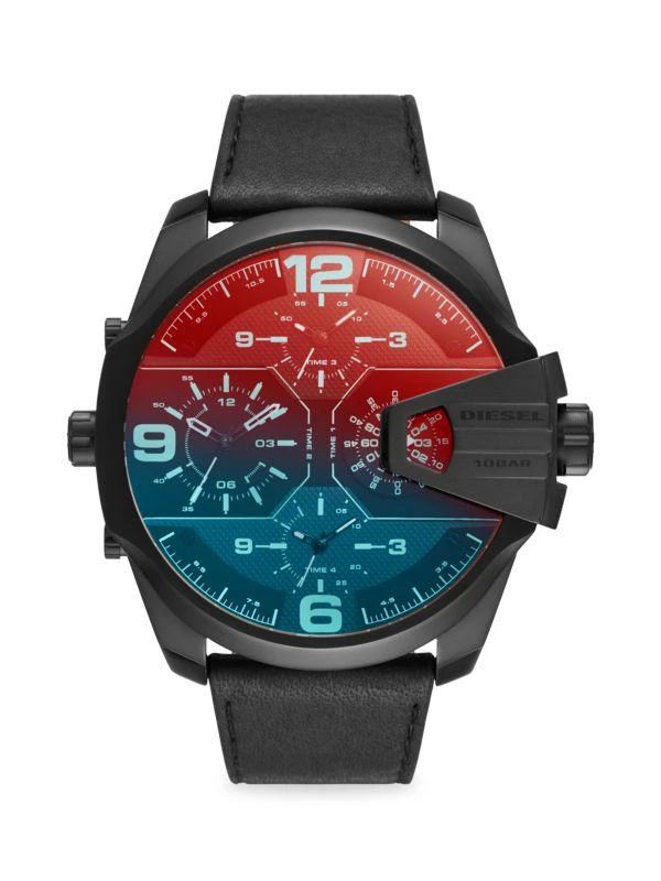 商品Diesel|Uber Chief 54MM Stainless Steel Three-Hand Leather Strap Watch,价格¥1475,第1张图片