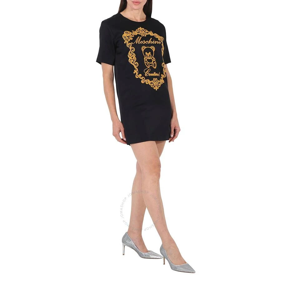 商品Moschino|Ladies Fantasy Print Black Teddy Embroidered T-Shirt Dress,价格¥1973,第3张图片详细描述