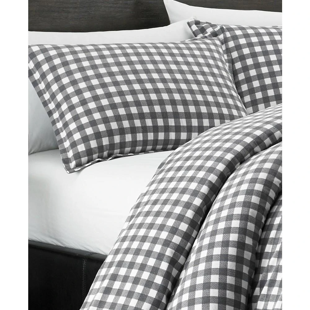 商品Eddie Bauer|Preston Grey Cotton Flannel 3 Piece Duvet Cover Set,价格¥1209,第3张图片详细描述