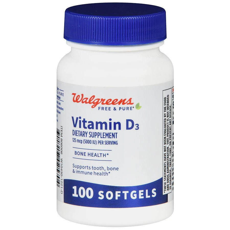 商品Walgreens|Vitamin D3 125 mcg Softgels,价格¥108,第1张图片