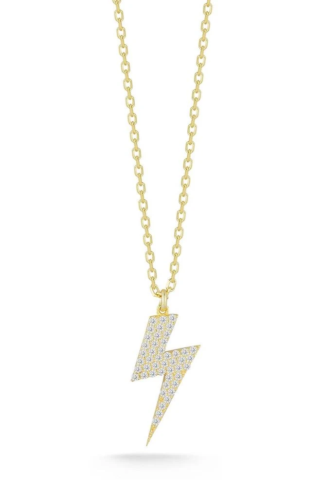 商品GLAZE JEWELRY|14K Yellow Gold Vermeil Pave CZ Lightning Bolt Pendant Necklace,价格¥312,第1张图片