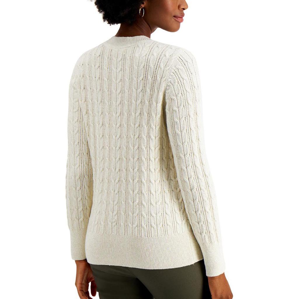 商品Charter Club|Charter Club Womens Cable Knit Metallic Pullover Sweater,价格¥90,第4张图片详细描述