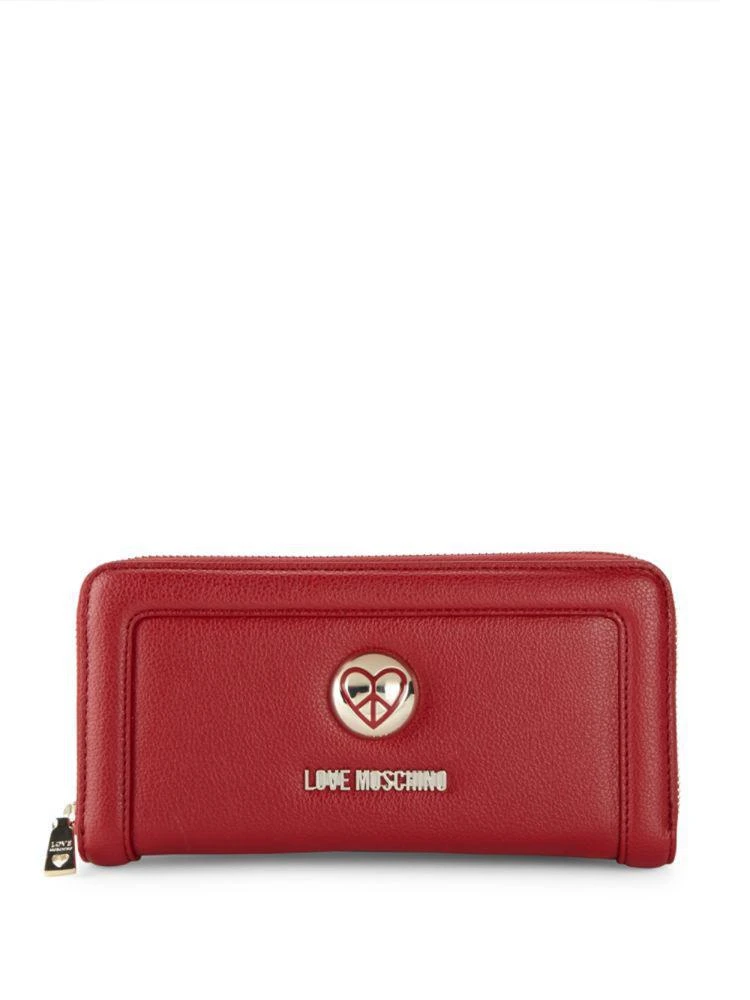 商品Moschino|Love Moschino Textured Faux Leather Zip-Around Wallet,价格¥629,第1张图片