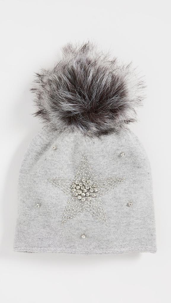 Adrienne Landau 星星 & 绒球羊毛混纺帽子商品第2张图片规格展示
