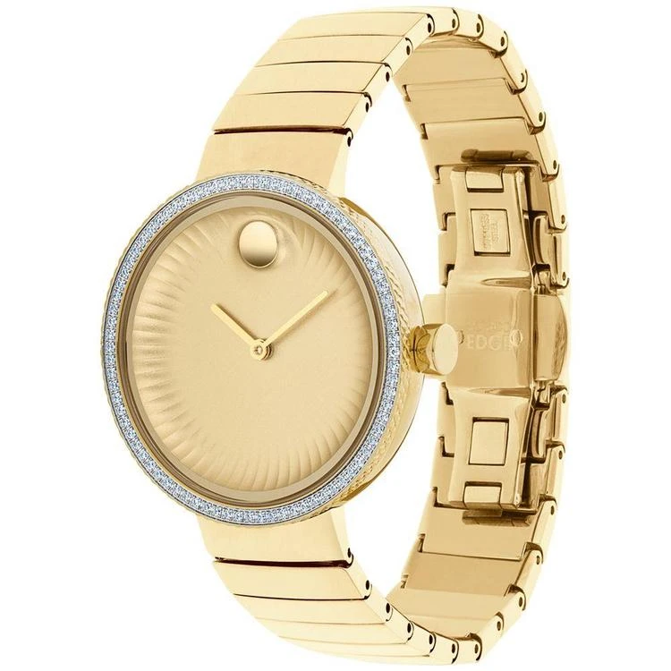 商品Movado|女士瑞界不锈钢镶钻腕带手表 34mm,价格¥12037,第2张图片详细描述