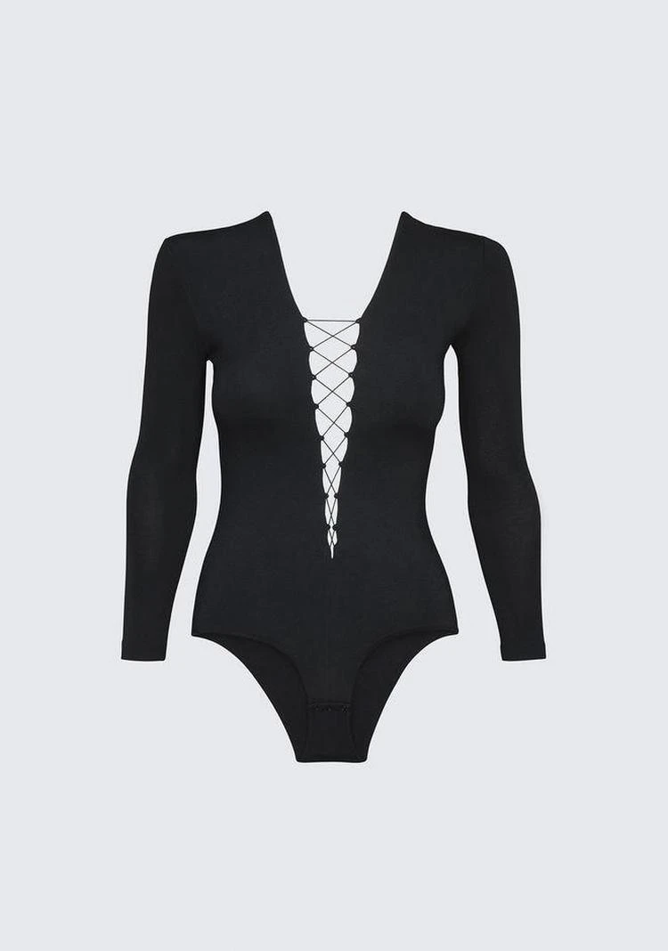 商品Alexander Wang|LACE UP LONG SLEEVE BODYSUIT,价格¥482,第2张图片详细描述