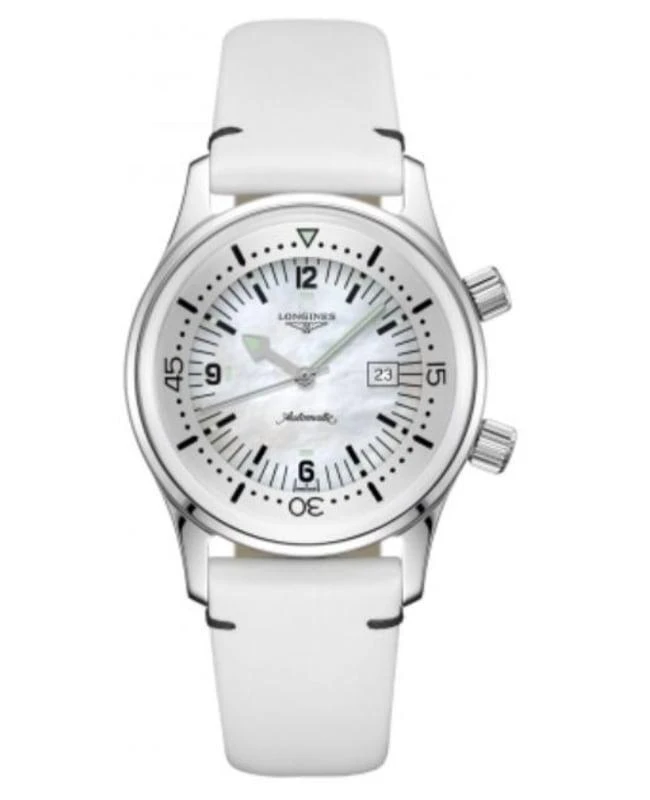 商品Longines|Longines Legend Diver Automatic Mother of Pearl Dial Leather Strap Women's Watch L3.374.4.80.0,价格¥14121,第1张图片