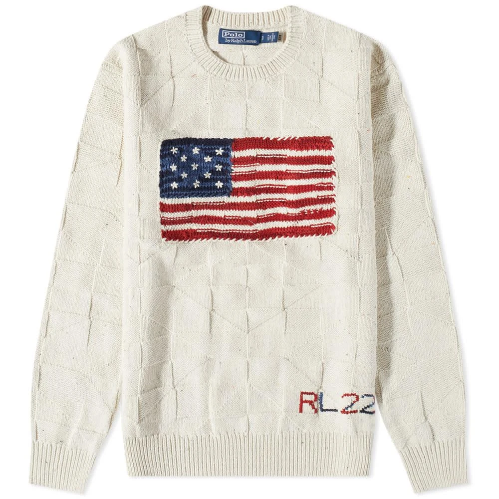 商品Ralph Lauren|Polo Ralph Lauren Flag Intarsia Crew Knit,价格¥2661,第1张图片