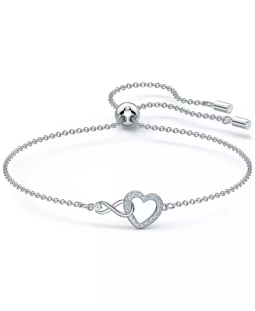 商品Swarovski|银色水晶心形和无限符号滑块手链,价格¥746,第1张图片