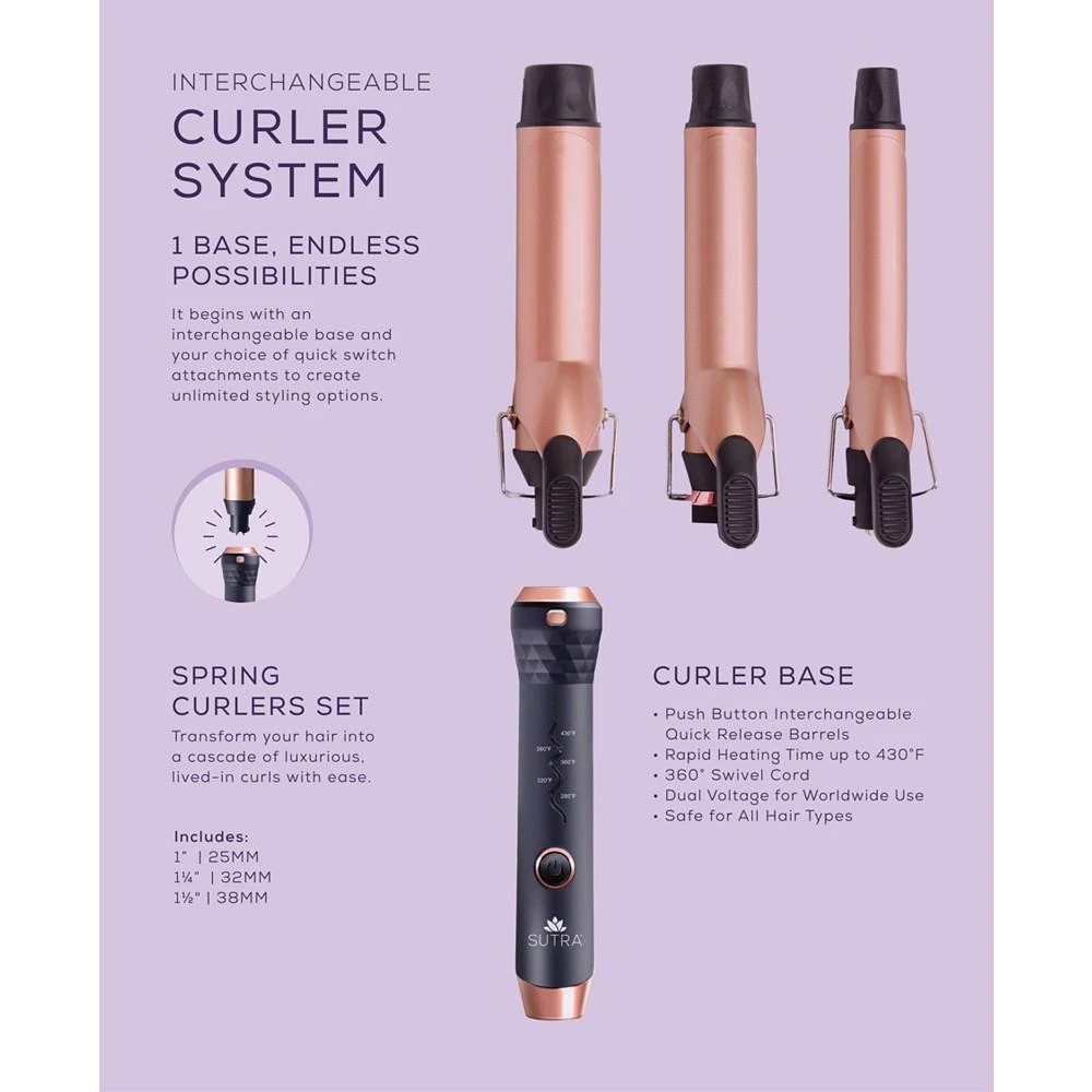 Interchangeable Spring Curler Attachments; 1" I 25MM, 1 3/4" I 32MM, 1 1/2" I 38MM Curling Iron Barrels 商品