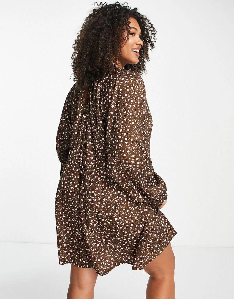 商品Daisy Street|Daisy Street smock mini dress in brown vintage ditsy,价格¥171,第2张图片详细描述