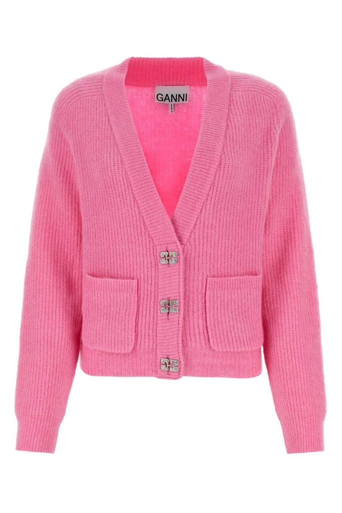 商品Ganni|Ganni Butterfly-Button Long-Sleeved Cardigan,价格¥1405,第1张图片