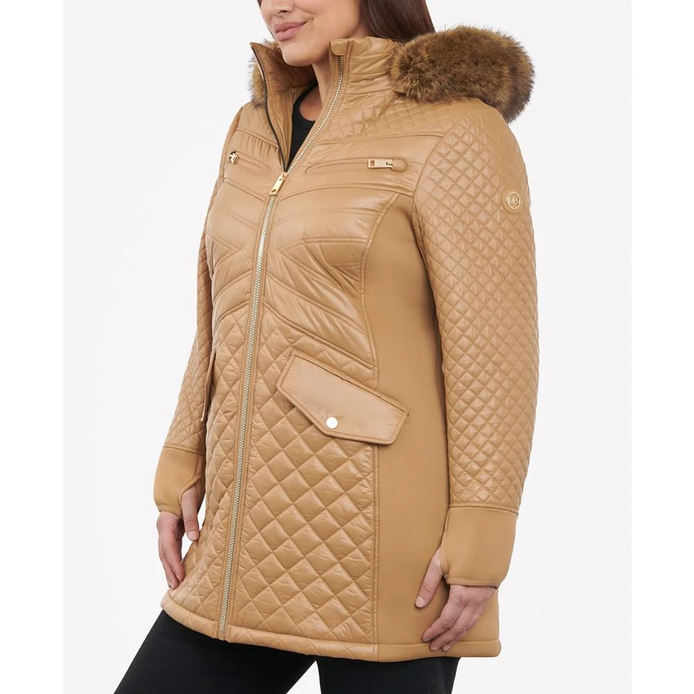 商品Michael Kors|Women's Plus Size Faux-Fur-Trim Hooded Quilted Coat,价格¥1102,第3张图片详细描述