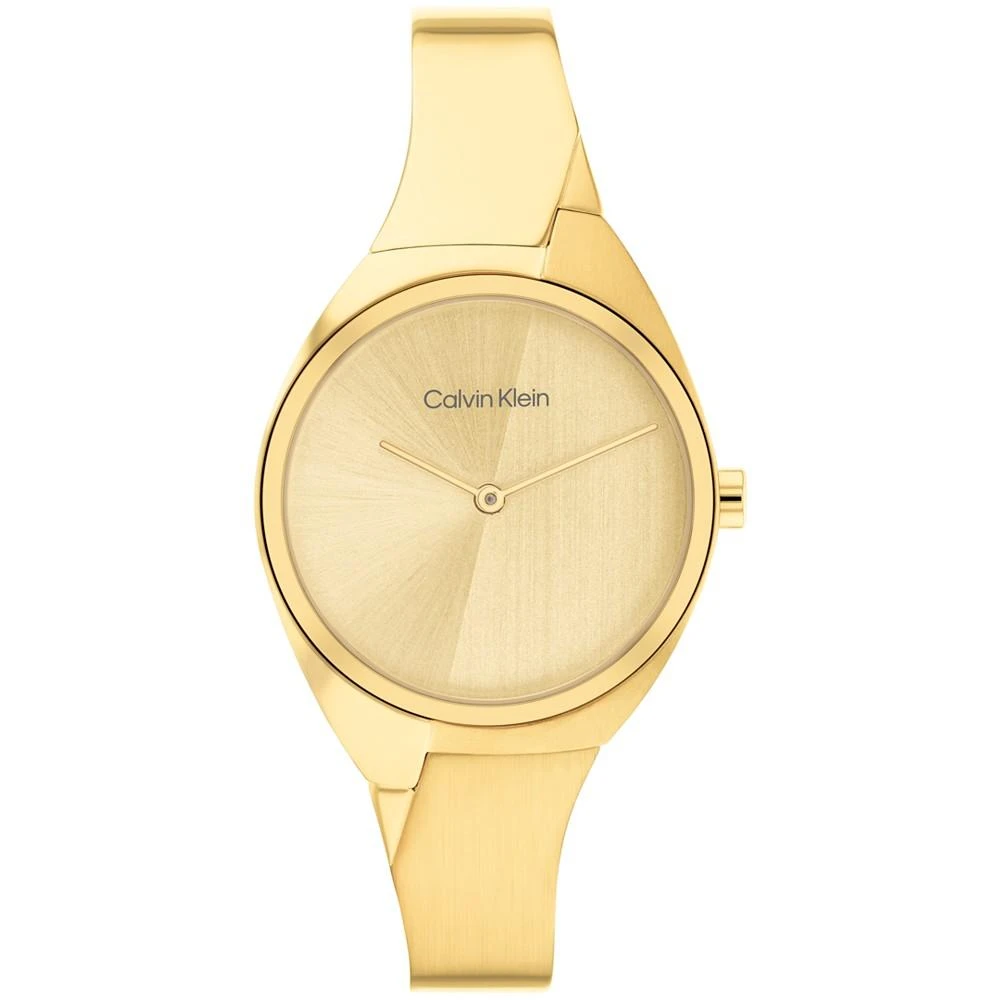 商品Calvin Klein|Women's 2-Hand Gold-Tone Stainless Steel Bangle Bracelet Watch 30mm,价格¥1426,第1张图片