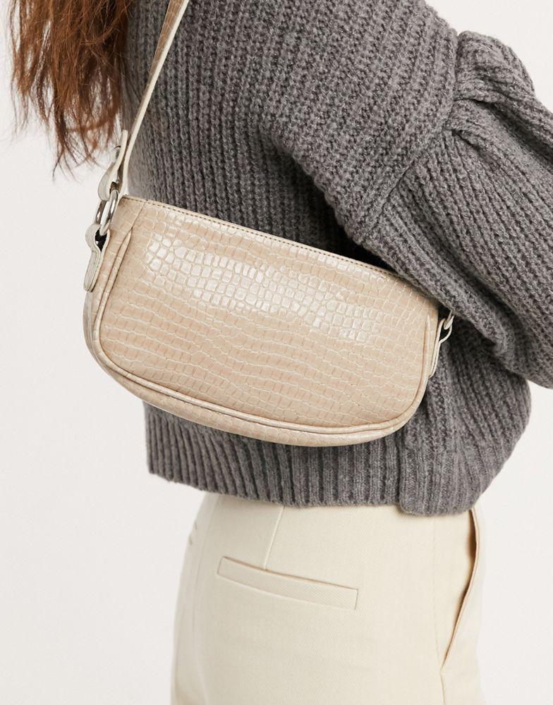 ASOS DESIGN stone croc effect 90s shoulder bag商品第1张图片规格展示