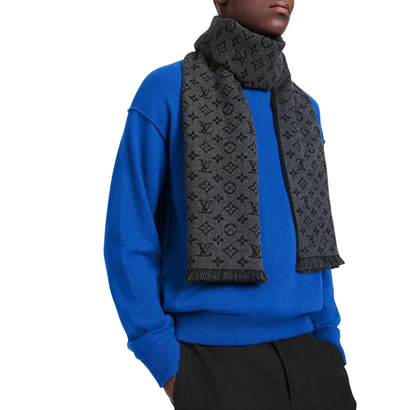 【现货】路易威登新款 经典老花系列 男士煤色羊毛围巾M78526 商品
