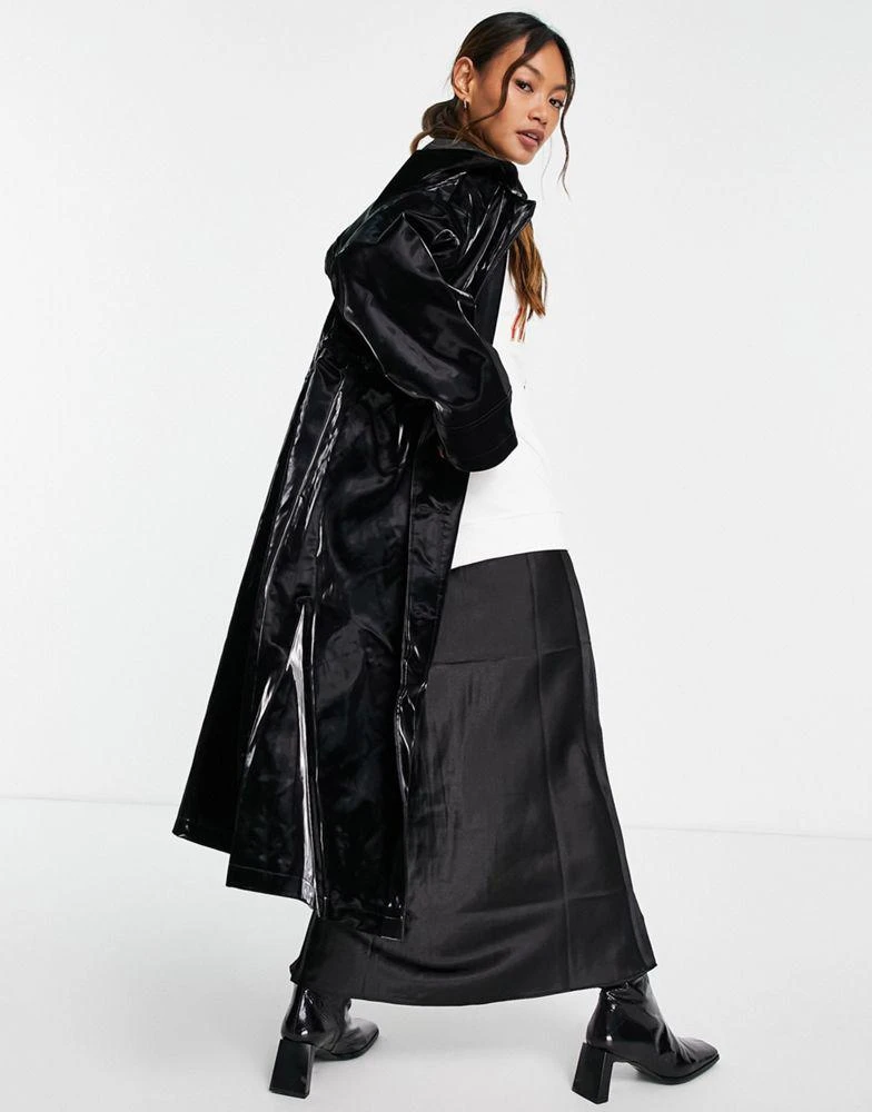 商品Topshop|Topshop hooded PU parka coat in black,价格¥260,第2张图片详细描述