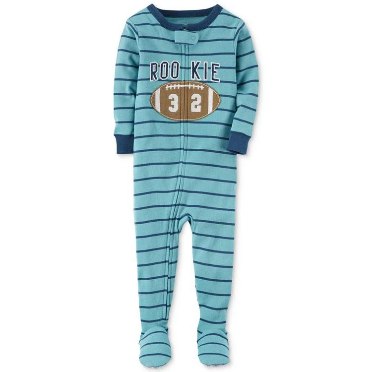 商品Carter's|1-Pc. Rookie Striped Footed Pajamas, Baby Boys,价格¥59,第1张图片