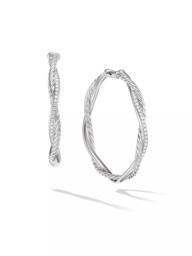 商品David Yurman|Infinity Hoop Earrings in Sterling Silver with Diamonds, 42MM,价格¥14610,第1张图片