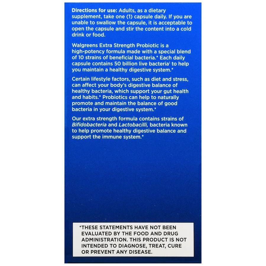 商品Walgreens|Extra Strength Probiotic Capsules (30 days),价格¥224,第3张图片详细描述