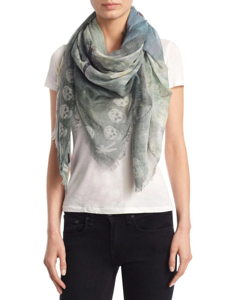 商品Alexander McQueen|Waterlily and Flyes Shawl,价格¥2544,第1张图片