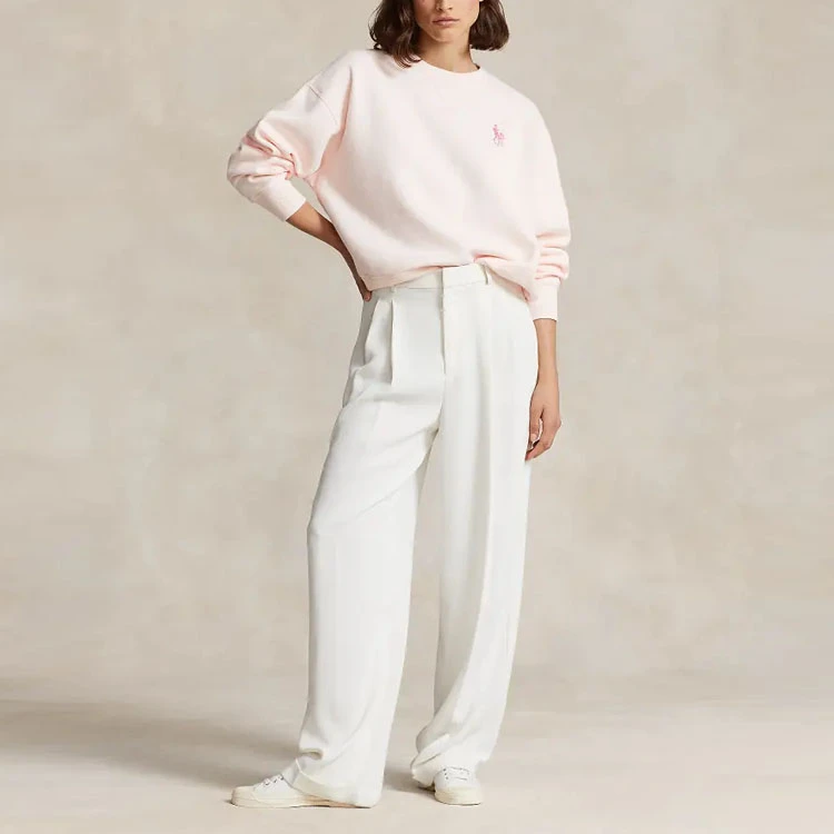 商品[国内直发] Ralph Lauren|Pink Pony Love Fleece Sweatshirt 小马刺绣圆领套头长袖毛衣 女款 粉色,价格¥886,第4张图片详细描述