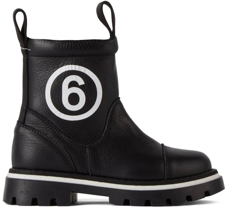 商品MAISON MARGIELA|Kids Black Logo Slip-On Boots,价格¥1102,第1张图片