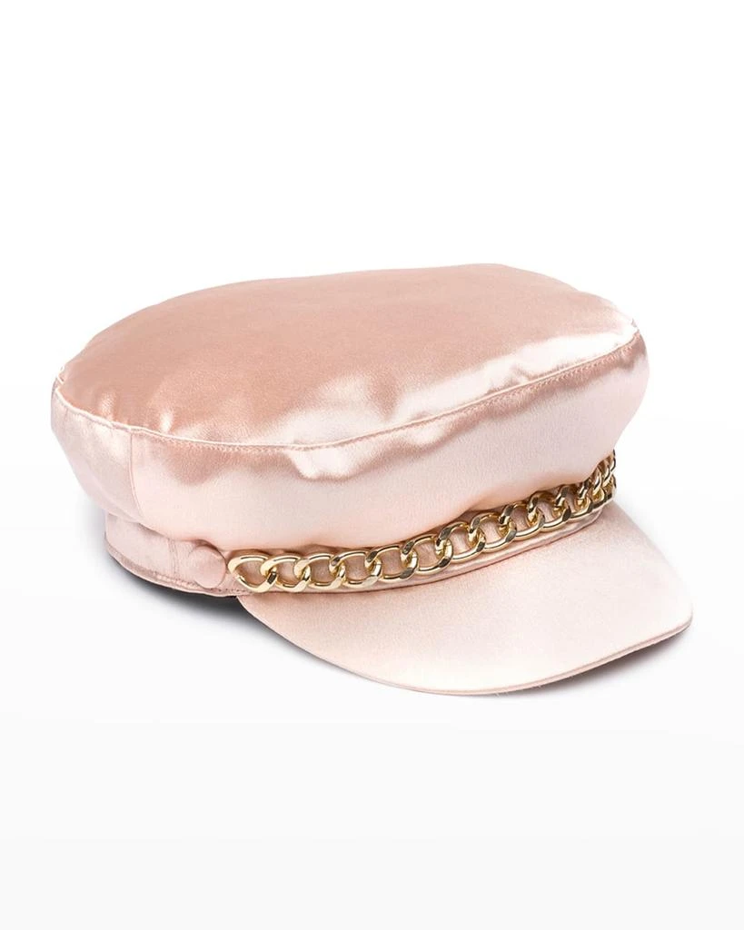 商品Eugenia Kim|Shiny Satin Chain Newsboy Cap,价格¥1893,第1张图片