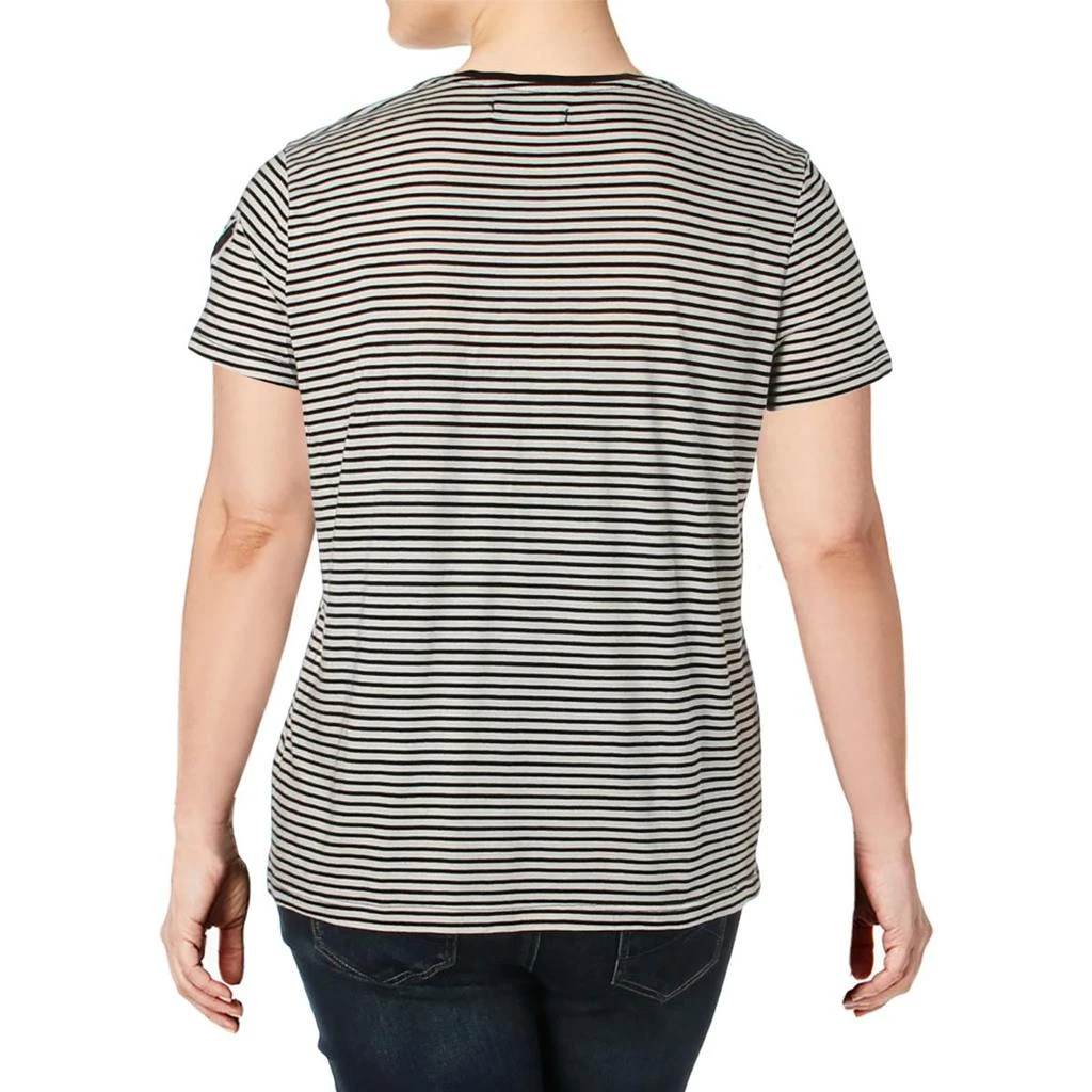 商品Ralph Lauren|Lauren Ralph Lauren Womens Shannen Striped Patch T-Shirt,价格¥221,第2张图片详细描述