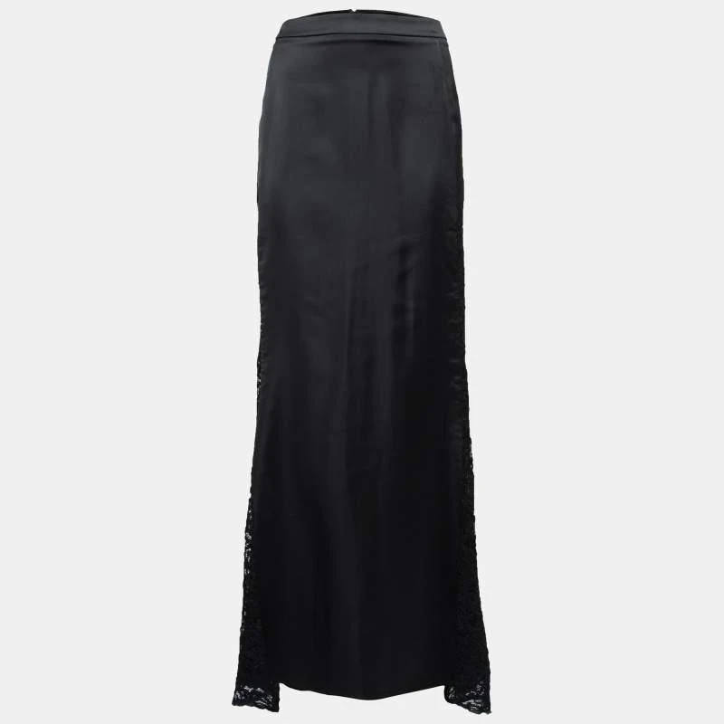 商品[二手商品] Just Cavalli|Just Cavalli Black Satin & Lace Maxi Skirt L,价格¥911,第1张图片