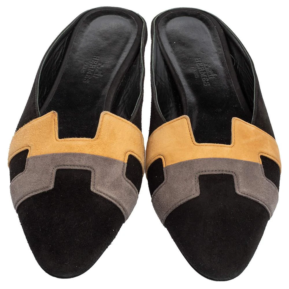 商品[二手商品] Hermes|Hermes Black/Beige Suede Roxane Mules Size 37.5,价格¥1509,第3张图片详细描述