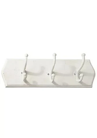 商品Urban Trends Collection|Trends Collection Wood Wall Decor With 3 Double Hooks Sm Distressed Finish White,价格¥367,第1张图片