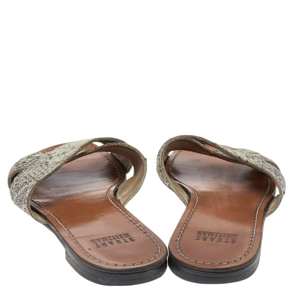 商品[二手商品] Stuart Weitzman|Stuart Weitzman Grey Snakeskin Embossed Leather Slide Sandals Size 36,价格¥789,第5�张图片详细描述