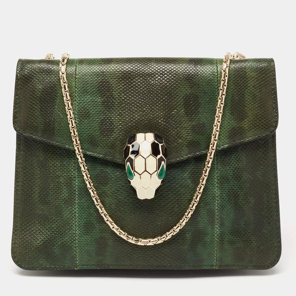商品[二手商品] BVLGARI|Bvlgari Green/Black Karung Serpenti Forever Shoulder Bag,价格¥9845,第1张图片