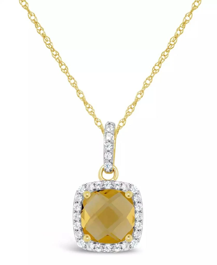 商品Macy's|Citrine (1-1/3 ct. t.w.) and Created White Sapphire (1/6 ct. t.w.) Pendant Necklace in 10k Yellow Gold,价格¥2020,第1张图片