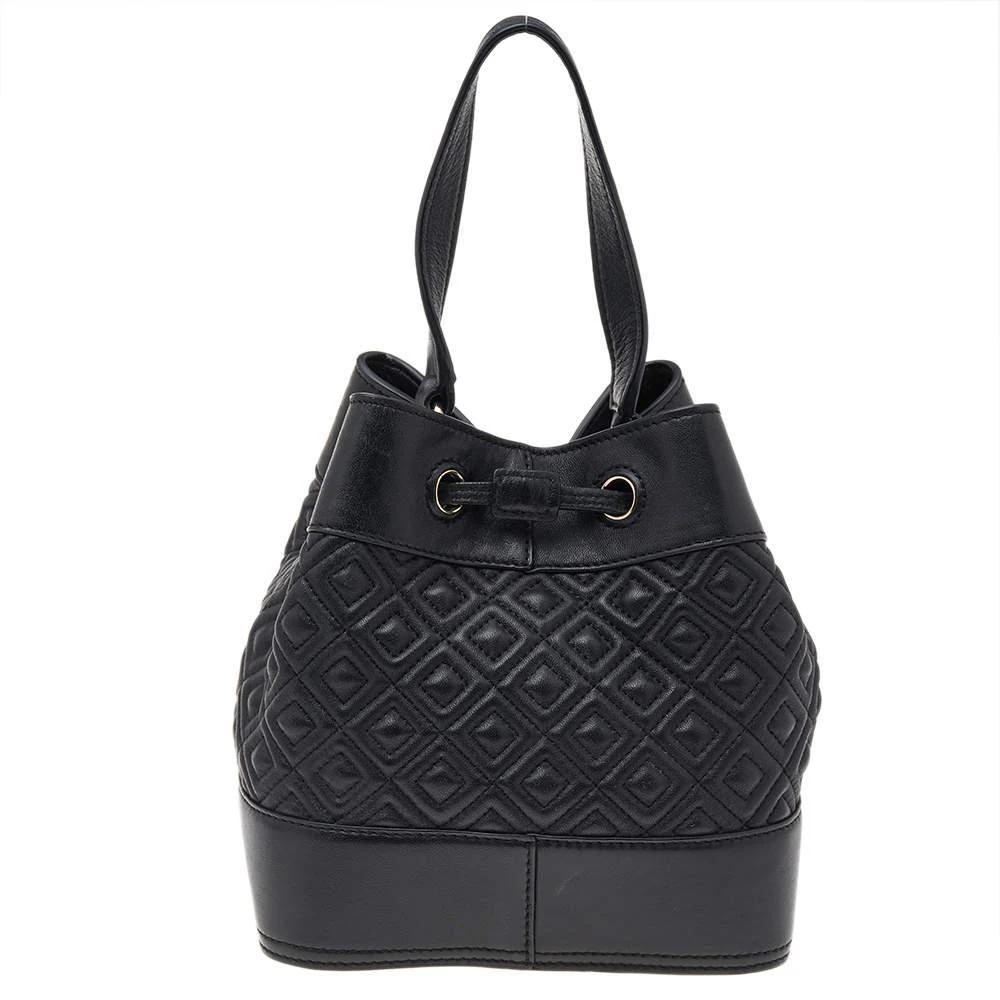 商品[二手商品] Tory Burch|Tory Burch Black Leather Drawstring Bucket Bag,价格¥2633,第4张图片详细描述