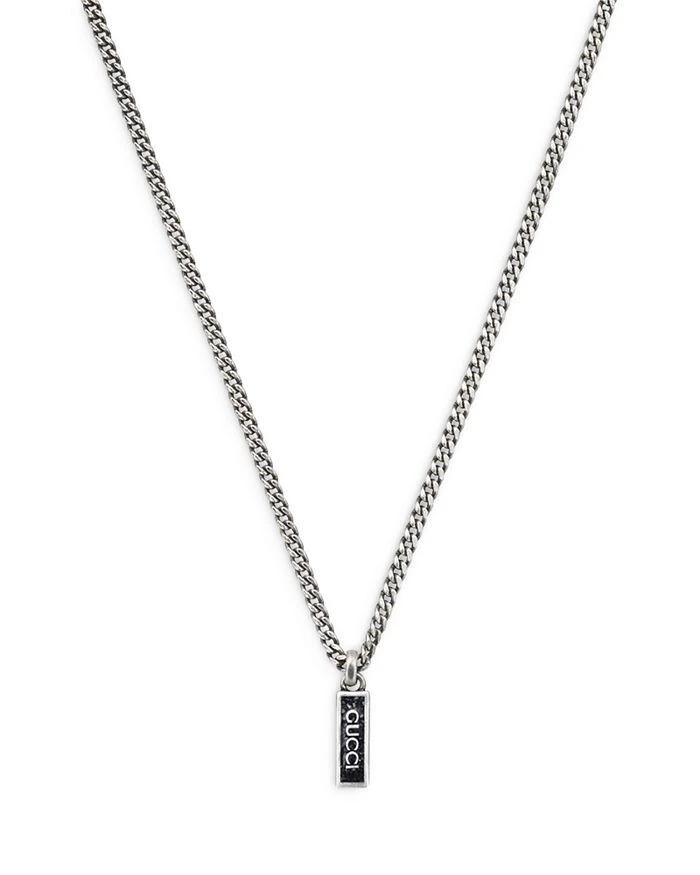 商品Gucci|Sterling Silver Curb Chain Tag Pendant Necklace, 19.6",价格¥4744,第1张图片详细描述