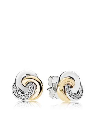 商品PANDORA|14K Gold & Sterling Silver Interlinked Circle Earrings,价格¥602,第1张图片