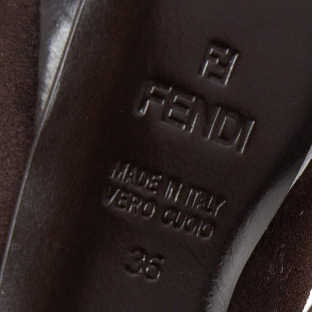 Fendi Dark Brown Suede Peep-Toe Platform Ankle Booties Size 36商品第8张图片规格展示