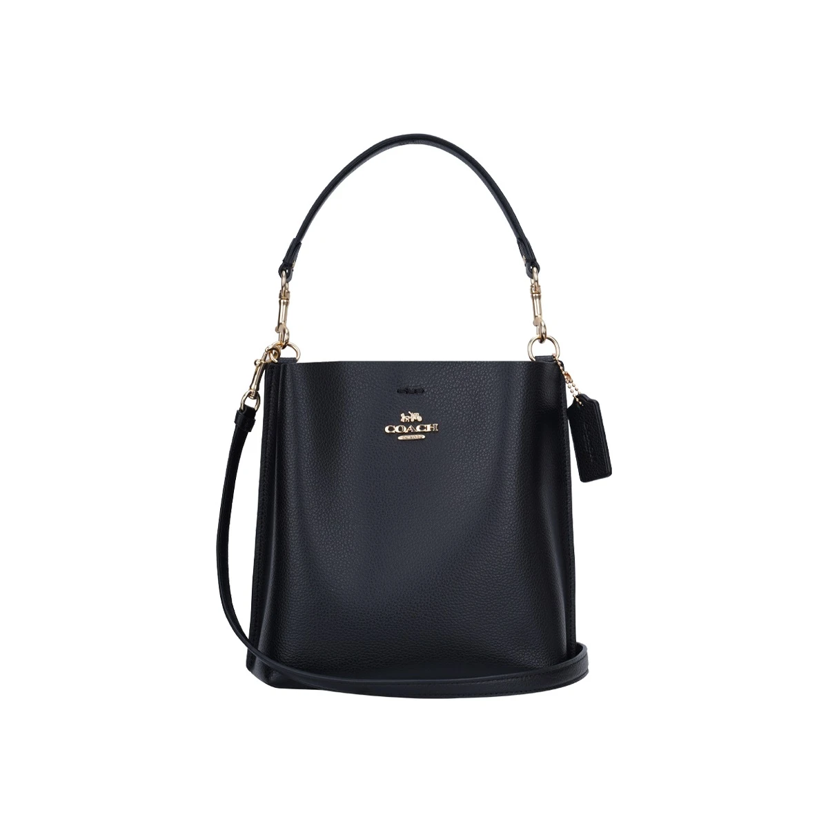 商品Coach|COACH 奥莱款小号女士皮质单肩斜挎水桶包 CA177IMBLK,价格¥1781,第1张图片