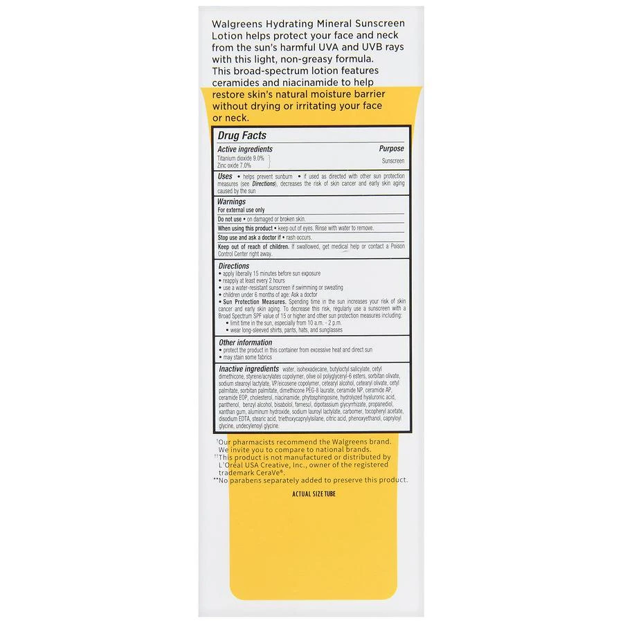 商品Walgreens|Hydrating Mineral Sunscreen SPF 50,价格¥60,第3张图片详细描述